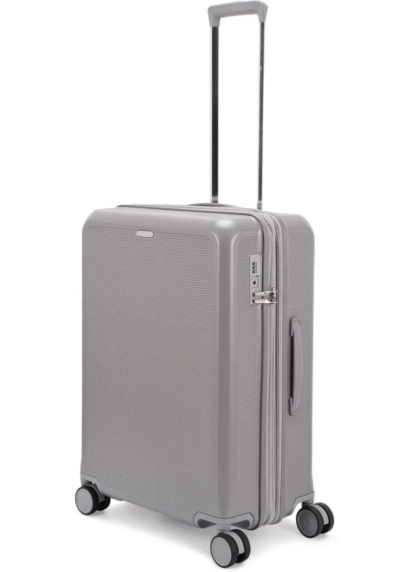 Echolac  Sense 56+67+78 Cm Hardcase Expandable 4-Double Wheeled 3 Piece Luggage Trolley Set - Silver  | Best Price UAE